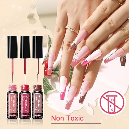 TWOEIGHT Gel Nail Polish Liner Nail Art 12 Colors 8ml UV Lamp Soak-off Polishes Pigmented Autumn Winter Brown Wine Red Collection Thin Brush in Bottle Manicure DIY at Home Salon thumbnail 5
