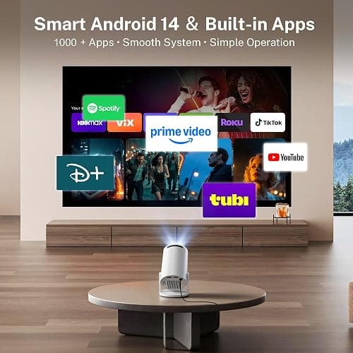 [Built-in Apps & 2026 Upgraded] WEMI Mini Portable Projector Mini Projecteur Portatif with WiFi 6 and Bluetooth 5.4 for Bedroom Smart Movie for iPhone Cell Phone Android OptiBarrel 500 thumbnail 3