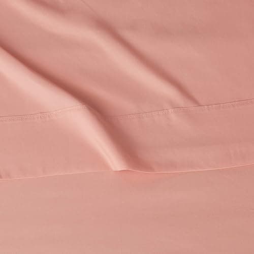 Amazon Basics Lightweight Super Soft Easy Care Microfiber 4-Piece Bed Sheet Set with 14-Inch Deep Pockets, Includes Comfortable Pillowcases, Queen, Peachy Coral, Solid thumbnail 4