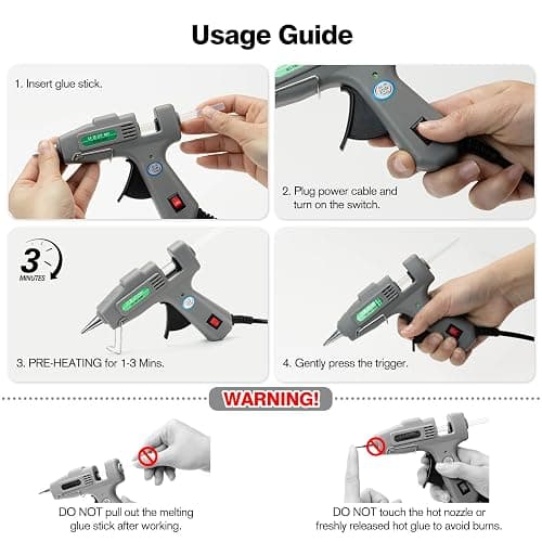 SHJADE Hot Glue Gun with 30 Glue Sticks, 20W Mini Hot Melt Gun Kit(Grey) | Fast Preheating, Ideal for School Crafts, DIY Arts, and Quick Home Repairs, Compact, Suitable for 0.27" Glue Sticks thumbnail 4