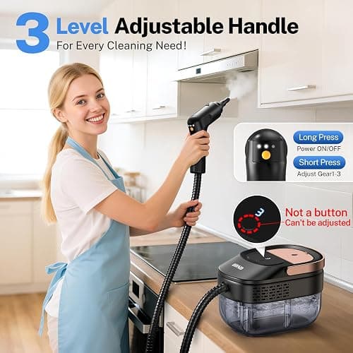ODSD Steam Cleaner for Home & Car, 3-Level Adjustable Steamer for Cleaning, 15s Heat-Up & 1.6L Large Tank, Handheld Steam Cleaner for Car Detailing, Home, Tile, Grout,Furniture with 15pcs Accessories thumbnail 2
