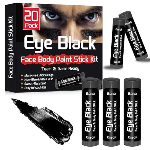 20 Pack Eye Black Sticks,Sports Paint for Football Baseball Softball | Anti-Glare & Sweat Resistant Eye Black for Game Day, Easy Wash Sports Gear Accessories for Teams, Coaches, Moms & Gifts - Image 1