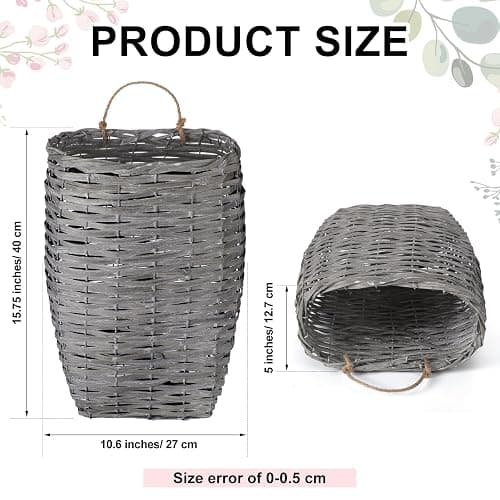 Marsui Front Door Basket Woven Hanging Basket with Hemp Rope Handmade Large Woven Hanging Storage for Flowers Plant Organizing Decorative Wall Front Door Entrance 15.75 x 11.81 x 5 Inches thumbnail 2