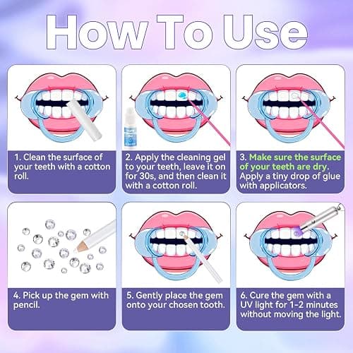 DAZZLEBRITE Tooth Gem Kit, Tooth Gems Kit for Teeth, Beginners Starter Crystals Teeth Gem Jewelry for Women Men, Bedazzling Gems Kits with Pickup Tools. thumbnail 5