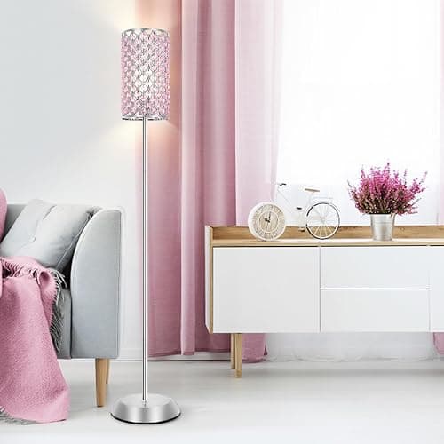 GyroVu Crystal Floor Lamp for Bedroom, Living Room Pink Floor Lamps Modern Tall Lamp with On/Off Foot Switch Glam Standing Light for Girls Bedroom Minimalism Pole Corner Lamp for Office Dorm Hotel thumbnail 6