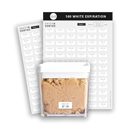 Expiration Date Pantry Labels, 160 Waterproof Food Expiration Date Label for Containers, Kitchen Stickers for Food Freshness, Use by Meal Prep Labels, Best by Write On Labels - Image 1