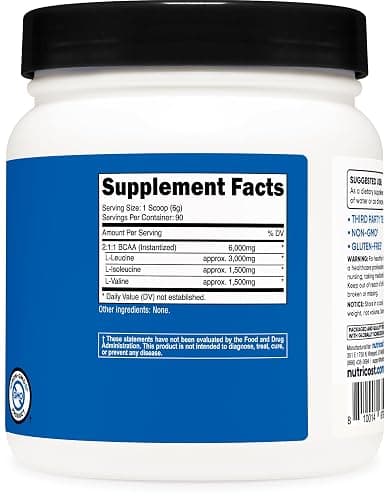 Nutricost BCAA Powder 2:1:1 (90 Servings, No Flavor Added) - Branched Chain Amino Acids thumbnail 5