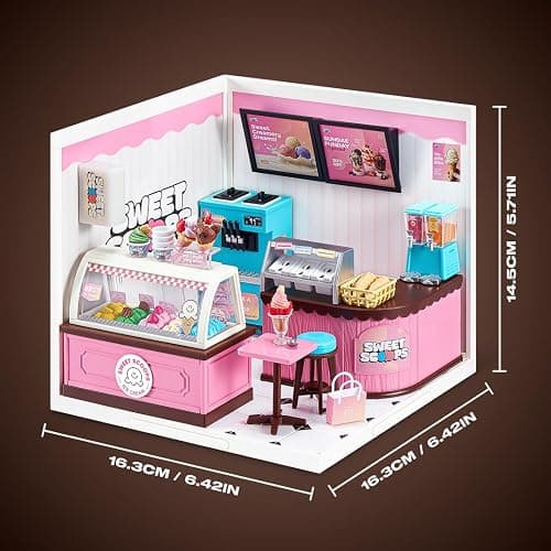 Mini Brands Mini Spaces Sweet Scoop By ZURU | DIY Mini Spaces build & customize kit; light-up miniature ice cream shop scene; display Mini Brands miniatures and figures thumbnail 3