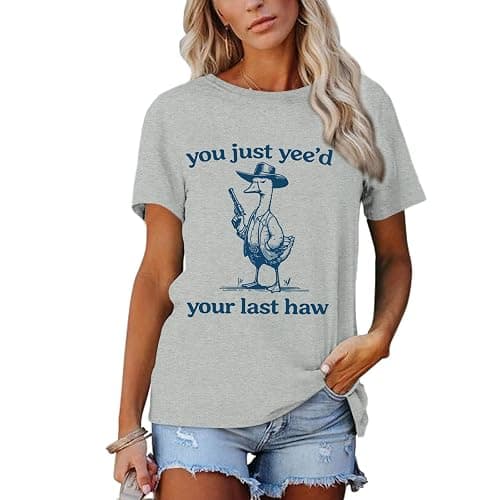 Tuislay Funny Goose Shirt You Just Yee'd Your Last Haw Graphic Tees Rodeo Western Shirts Vintage Cowboy Tshirt Country Tops thumbnail 5