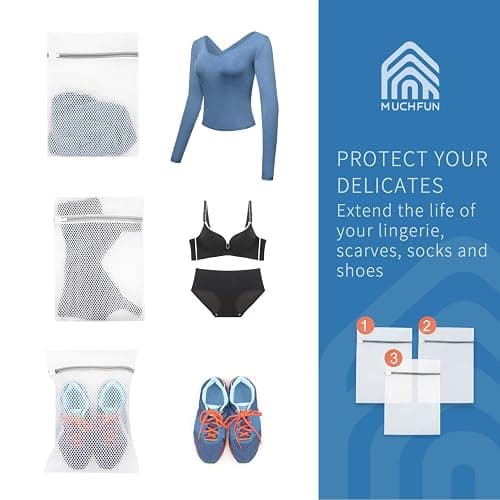 Muchfun 3Pcs Durable Honeycomb Mesh Laundry Bags for Delicates 12 x 16 Inches (3 Medium) thumbnail 3