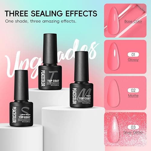 PEACECOLOR Gel Nail Polish Set, 39 PCS Gel Nail Kit with U V Lamp 22+4 Colours White Pink Yellow Gels Polish Set with Base and Top Coat Manicure Tools Nail Salon Sets DIY at home Gifts for Women - Classic Seasons Gel Nail Polish Set thumbnail 5