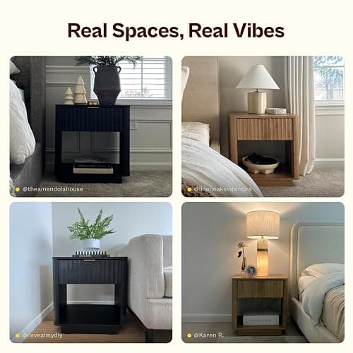 mopio Brooklyn Fluted Nightstand, Modern Farmhouse Nightstand, Small Side, Wood Bedside Table with Drawer, End Table with Storage, Fluted Night Stand, Curved Profile (Golden Oak, Set of 2) thumbnail 3
