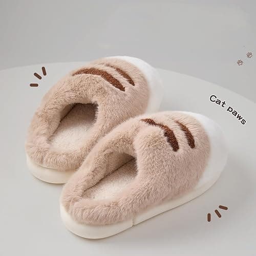 Plush cat paw slippers，non-slip soles, cozy and cute slippers thumbnail 3