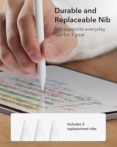 ESR Stift für iPad 2018-2025, Pencil mit Tilt Sensitivity, Palm Rejection, Kompatibel mit iPad 11 (A16)/10. Gen, Air 11"/13", Pro 11"/12,9"/13", Mini 6/5, Weiß thumbnail 8