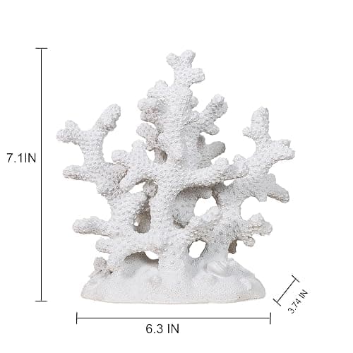 Elegondrar 7.1" H White Coral Decor, Resin Statue, Nautical Decorations for Home, Bedroom, Bathroom, Living Room, Beach/Coastal/Ocean Themed Cabinet Shelf Tabletop Decor thumbnail 3