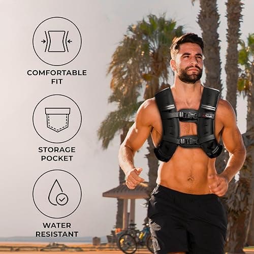 Amstaff Fitness Weighted Vest - Weight Vest for Running, Strength Training & Muscle Building, Features Reflective Stripe for Safe Outdoor Workouts (Available in 6lbs to 30lbs) thumbnail 3