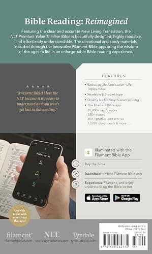 NLT Premium Value Thinline Bible, Filament Enabled (LeatherLike, Trinity Cross Black) thumbnail 2