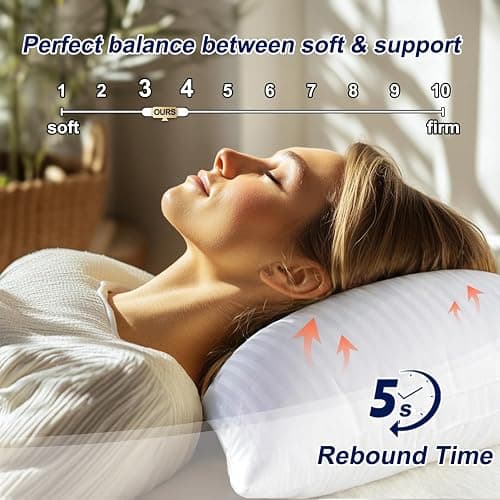 Favocama Pillows Standard Size Set of 4 Hotel Collection Bed Pillow for Sleeping Pillows 4 Pack for Back, Stomach or Side Sleepers Soft and Supportive Washable Pillows for Bedroom - White - Standard(Pack of 4) thumbnail 2