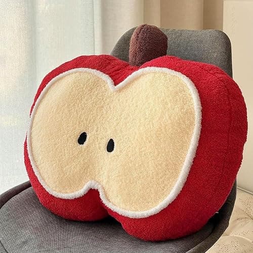YISLEND Apple Shaped Throw Pillow, Cute Soft Fruit Decorative Sofa Cushion for Bed Couch, Hoom Decor Pillow Cushion for Chair Sofa Living Room (Red, 11.8") - Image 1