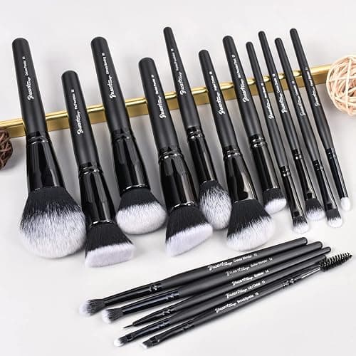 Bueart Design 19Pcs Ultra Soft Black Labeled Dense Hair Makeup Brushes Set | Contains Large Powder Flat Foundation Ultimate Blending Make up Brush Blush Concealers with Travel Case thumbnail 9