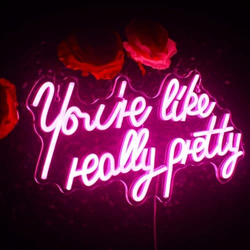 Lucunstar You're Like Really Pretty Neon Sign Led Sign Pink Led Neon Light for Wall Decor Neon Signs for Wall Decor Light Sign for Wedding Dimmable Switch USB with Neon Sign for Bedroom Home Decor thumbnail 2