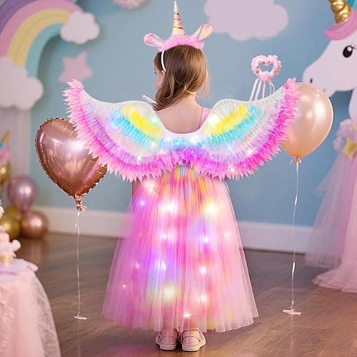 Latocos Girls Unicorn Dress Costume Toddler Light Up Princess Dress Up Clothes Unicorn Toys Halloween Birthday Gifts thumbnail 6