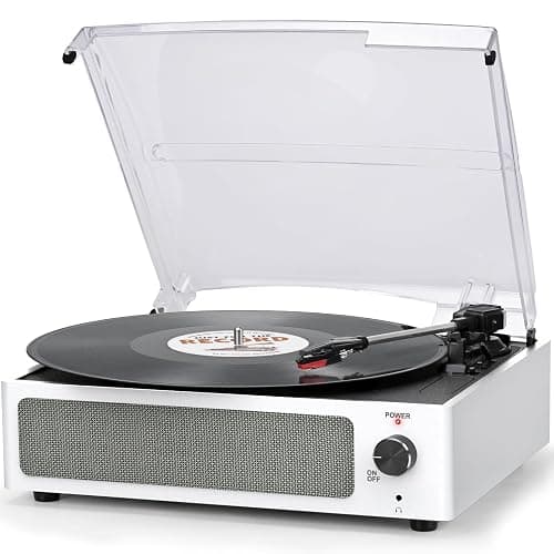 Vinyl Record Player with Speakers Vintage Turntable for Vinyls Records, Belt-Driven Turntable Support 3-Speed, Wireless Playback, Headphone, AUX-in, RCA Line LP Vinyl Players for Sound Enjoyment White - Image 1