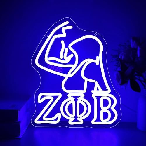 Zpb Sorority Neon Sign for Wall Decor Dimmable Zpb Sorority Neon Light Suitable for Gathering Party Living Room Bedroom Birthday Gift for College Students Light Up Sign for College Size12.9*10.7In(P150) - Image 1