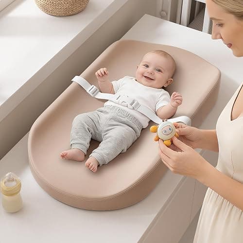YACODAVO Baby Changing Pad with Vegan Leather Cover, Waterproof & Wipeable Changing Pad for Toddler, Flat Foam Travel Diaper Changing Pad for Dresser and Table, Brown thumbnail 2