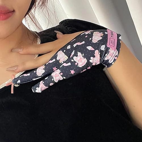 Artist Drawing Glove for Graphic Drawing Tablet, Fits Left and Right Hand | Two Fingers Digital Art Glove for Drawing Tablet, iPad, Monitor Painting, Paper Sketching(BlackPink, Size M, 3.2x8.4inch) thumbnail 9