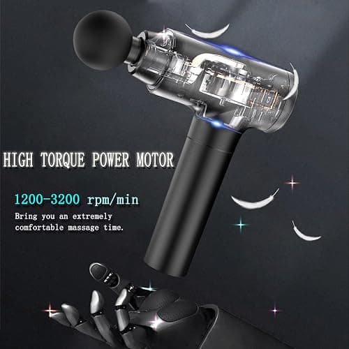 Elefor Massage Gun Deep Tissue,Percussion Back Massager Gun for Athletes Muscle Massage Gun for Pain Relief with 8 Massage Heads & 20 Speeds (Matte Black) thumbnail 5