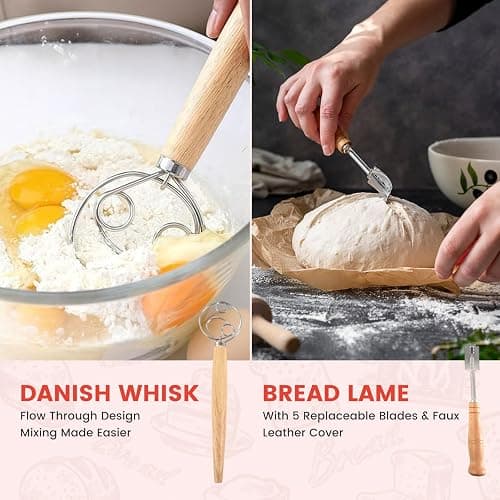 Joyyy Sourdough Starter Kit, Banneton Bread Proofing Basket, 8.5Inch Proofing Basket for Baking, Banneton Bread Baking Gift Set, Sourdough Bread Baking Supplies (Black) thumbnail 6