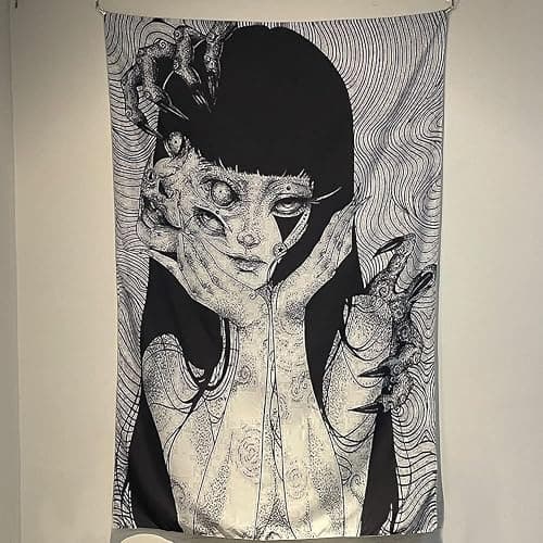 EWRITN Canvas Anime Tomie Revenge Junji Ito Tapestry, Hanging Dorm Party Backdrop Decorations Home Decorations for Living Room Bedroom(60 x 40 in) thumbnail 6