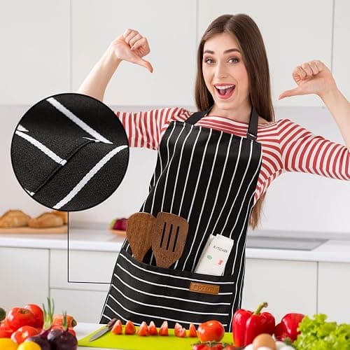 BeLuyi 2 Pack Adjustable Bib Apron with 2 Pockets Chef Cooking Kitchen Restaurant Aprons for Women Men thumbnail 4