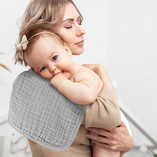 MIGIOL Baby Burp Cloth 100% Cotton Newborn Cotton Muslin Burp Cloth 10x20 inches (Blue & Green 5 Pieces) thumbnail 6