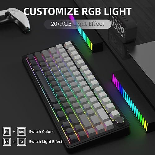 A.JAZZ x ATTACK SHARK X85 Gasket Mechanical Keyboard,75% Wireless Gaming Keyboard with Knob,5-Layer Padding,PBT Side-Printed Keycap,BT5.1/2.4Ghz/USB-C Wired,Hot-Swap Linear Switch,RGB,NKRO,for PC,MAC thumbnail 6