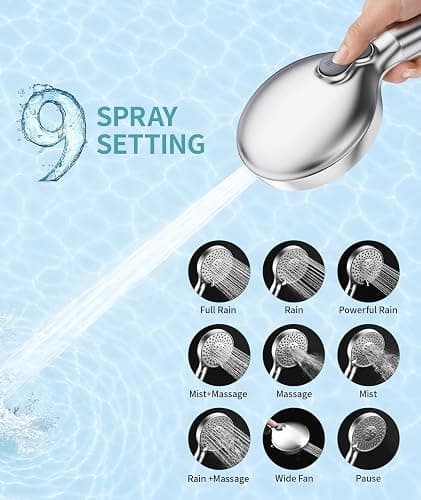 SR SUN RISE Filtered Shower Head with Handheld High Pressure 9 Spray Mode Showerhead Detachable Shower Head Water Softener Filters Beads for Hard Water Remove Chlorine 1 Filter Chrome thumbnail 3