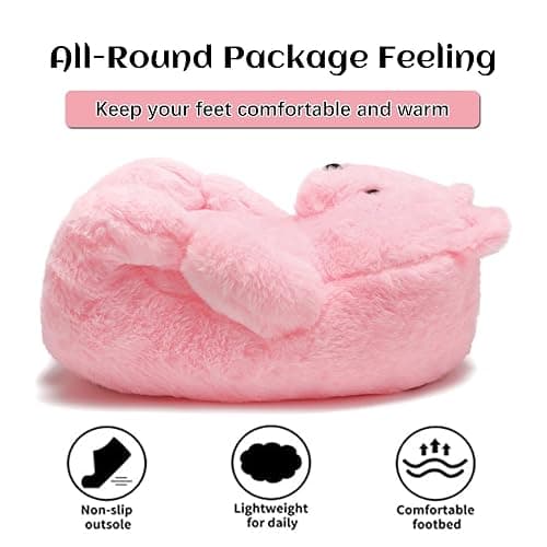 DOVORSY Women's Christmas Teddy Bear Slippers,Winter Fuzzy Cute Indoor House Slippers with Cushion,Fluffy Cartoon Bedroom Shoes,Cozy Warm Gifts for Women,Men,Ladies,Girls (Size 7-11) thumbnail 9