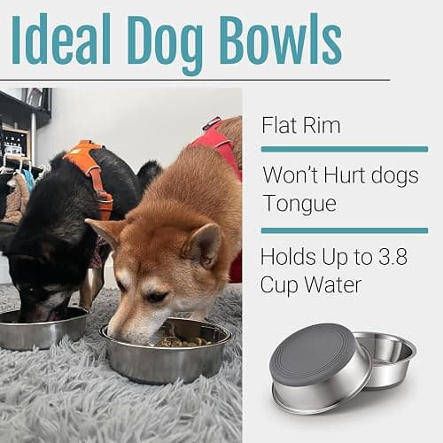 PEGYY11 Nonslip Stainless Steel Dog Bowls, 3.8 US Cup, 2 Count thumbnail 4