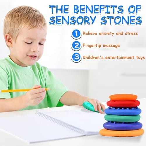 Generic 12 Pcs Fidget Toys Sensory Stone, Multicolor, 1 cm, Stress Relief, Anxiety, Autism, Focus, Sensory, Kids, Teens thumbnail 3