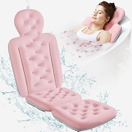 Full Body Bath Pillow for Bathtub, Thick Bathtub Cushion with Laundry Bag, Luxury Tub Pillow for Bath for Headrest Neck and Back Support Pink 51" x 16" thumbnail 7