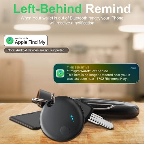 Tracker Tag 4 Packs Bluetooth Tracker, Smart Tag Locator Tracking Device, Keys Finder and Item Locator,Air Tracker Item Finders with Find My(iOS Only) Track Your Keys,Wallet,Luggage (Black) thumbnail 5