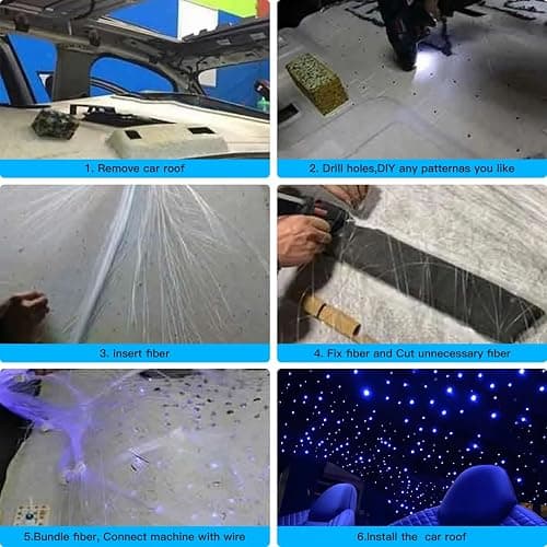 Meeby 16W APP Fiber Optic Starlight Headliner Lights Kit, 300pcs*0.03in(6.5ft/2m) Optical Fiber Star Music Activated RGBW Ceiling Light Kit for Car Headliner Star/Home thumbnail 9