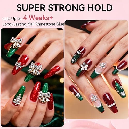 Makartt Nail Rhinestone Glue Set - Gel Nail Glue for Rhinestones, 3D Art Design Super Strong Adhesive for Charm Gems Jewel Crystal Beads Diamonds, 15ml & 8ml, Easy Use, Cured Need thumbnail 3