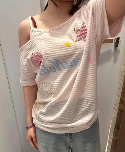 Kawaii Cutecore Harajuku Graphic Clothes Teen Girls Whimsy Twee Y2k Cute Short Sleeve Shirts Fairy Grunge Preppy Tops thumbnail 6