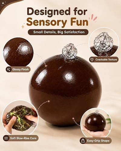 Wax Cracking Squishy Stress Ball, Slow Rising Crunchy Crackable Fidget Sensory Toy, Cracking Wax Ball Squishies, Soft Chocolate Moldable Stress Balls with Crackable Texture(Chocolate-Yellow) thumbnail 5