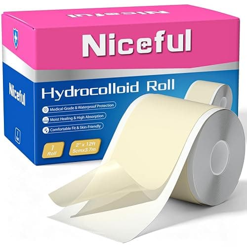 Niceful Hydrocolloid Roll for Acne Medical Grade, 2in*12ft Pimple Patch Roll, Water-Resistant Hydrocolloid Bandages for Face, Blister Bandages Highly Absorbent & Cut-to-Size - Image 1
