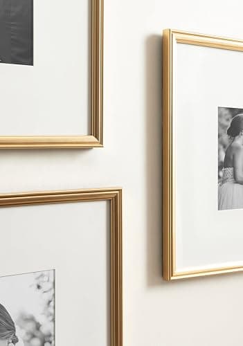 Kate and Laurel Adlynn Square Picture Frame Set of 3; 16 x 16 matted to 8 x 8; Gold; Modern Three-Piece Frame Set for Gallery Wall Frame Set in Living Room Wall Decor thumbnail 5