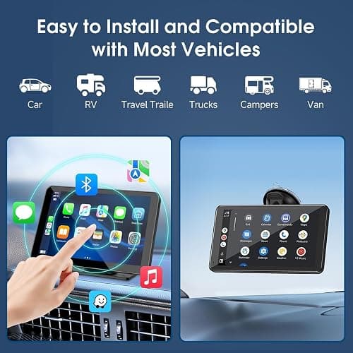Carplay Screen for Car, 7" HD Wireless Portable Car Play Touchscreen Stereo with Android Auto Mirror Link/Backup Camera/GPS Navigation/Satellite Radio for All Vehicles thumbnail 7