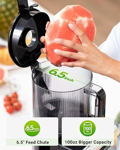 Cold Press Juicer Machines – 6.5'' Large Feed Chute for Whole Fruits & Vegetables, High Juice Yield, Easy To Clean thumbnail 3